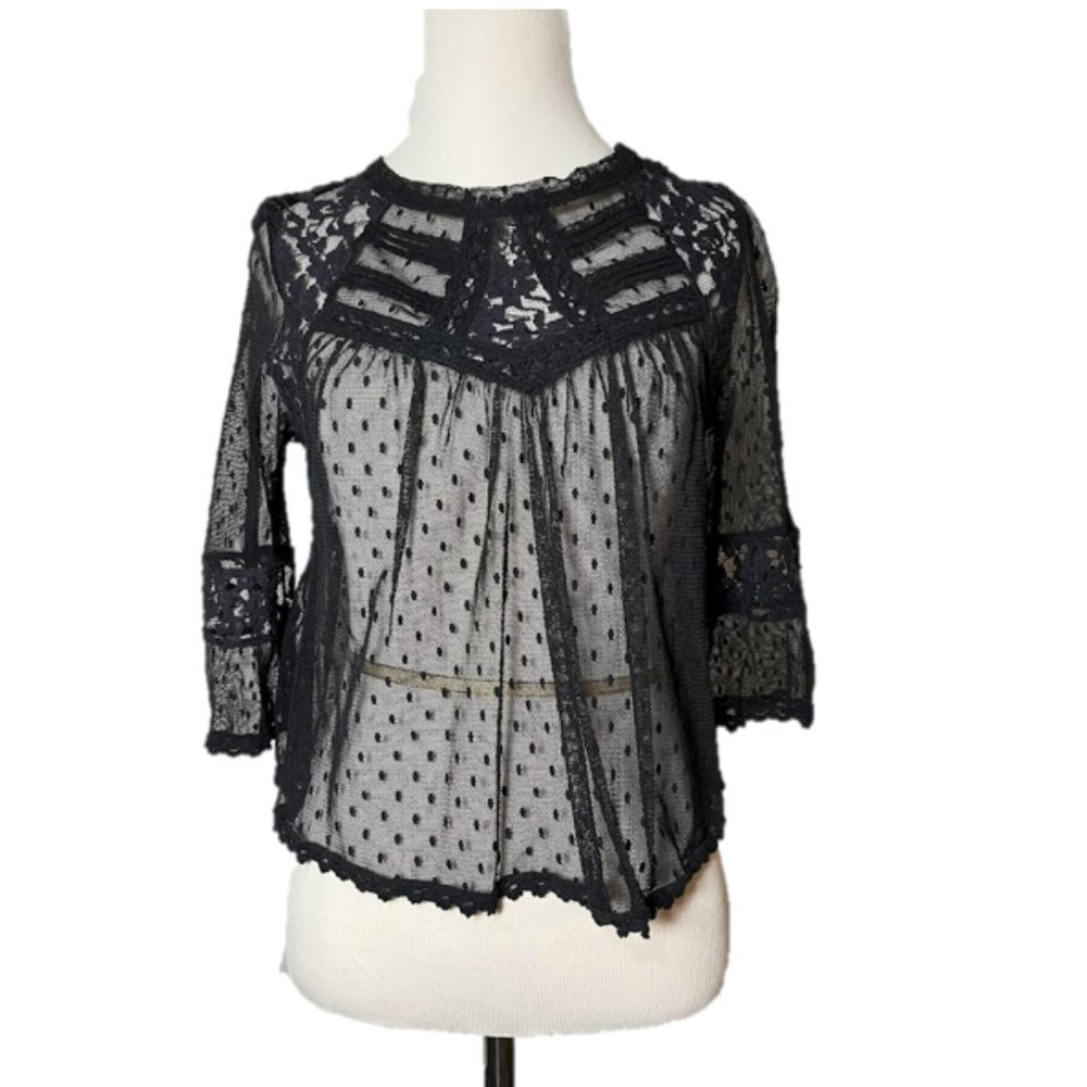 Free People black lace peplum crop top
